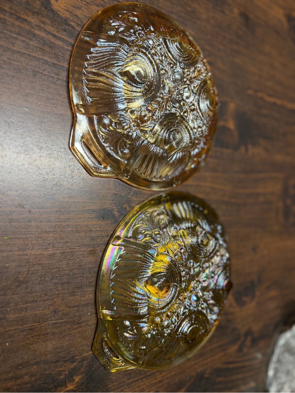 Amber Carnival Glass Decorative Serving Plates - Set of 2